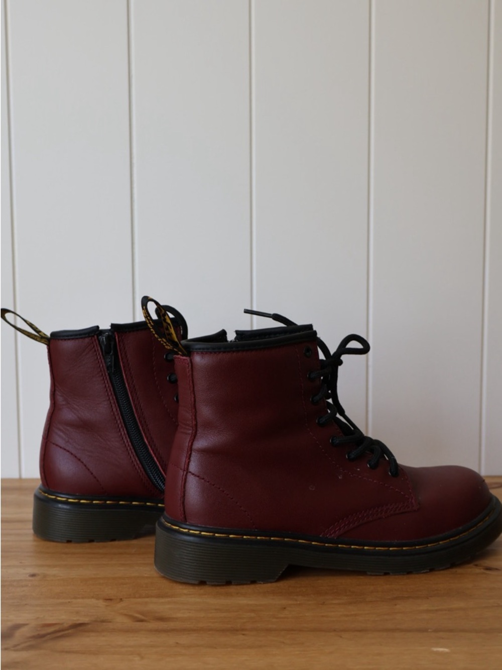 Dr. Martens Women’s Burgundy Leather 8-Eye Lace-Up Boots - Picture 4 of 6